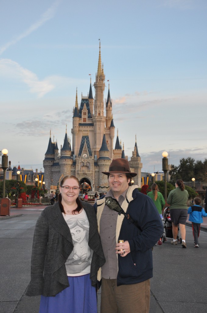 Standing in front of Cinderella's castle. 